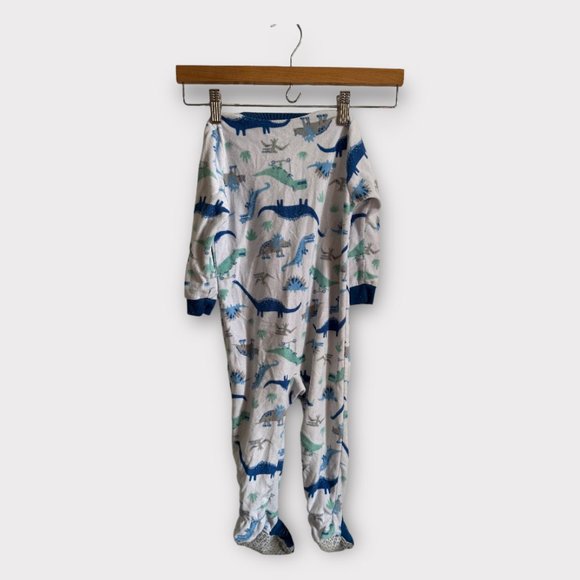 Carters Size 2T Fleece Footie Pajamas Dinosaur Theme like new - Picture 2 of 2